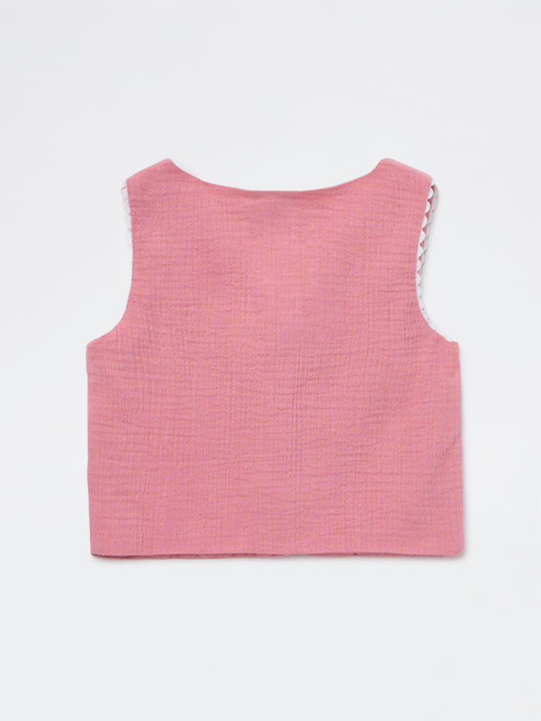 HOP Kids Girls Dusty Rose Cotton Waistcoat