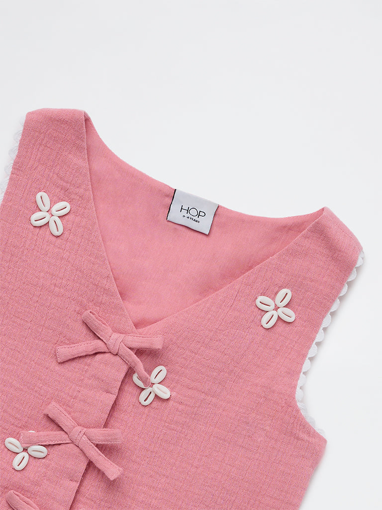 HOP Kids Girls Dusty Rose Cotton Waistcoat
