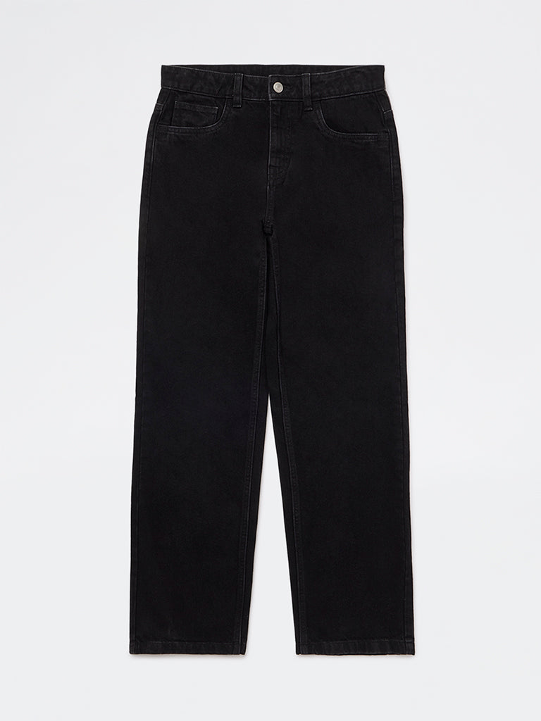 Boys Black Mid-Rise Jeans