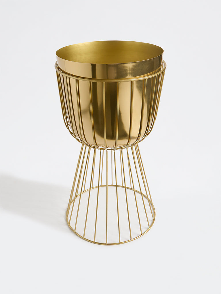 Westside Home Gold Cage Metal Planter with Stand