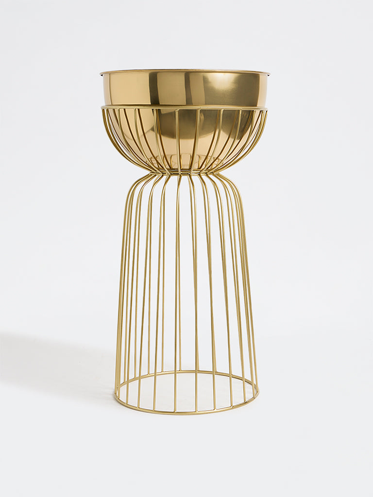Westside Home Gold Cage Metal Planter with Stand