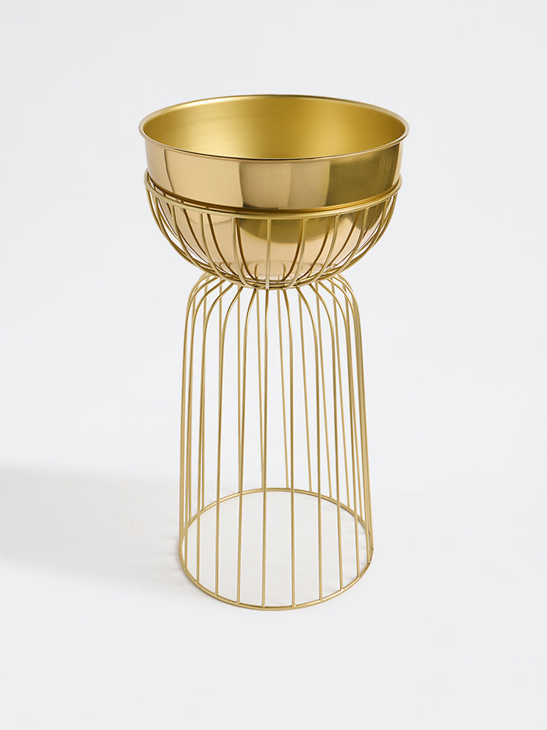 Westside Home Gold Cage Metal Planter with Stand