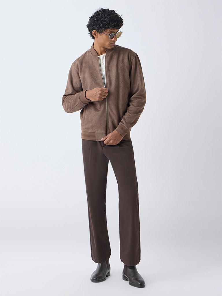 Ascot Brown Relaxed-Fit Suede Jacket
