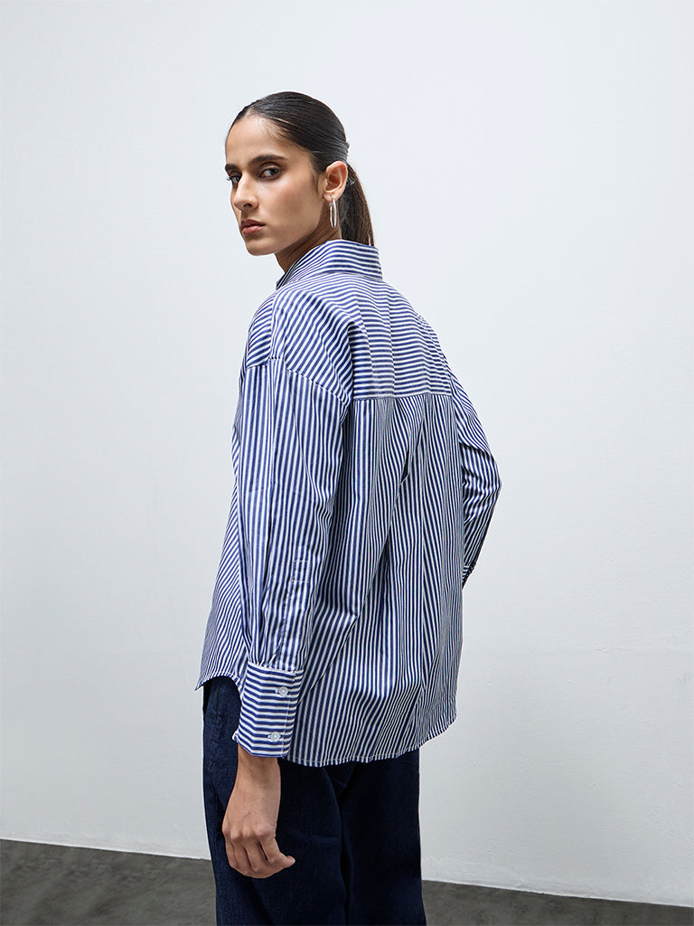 Wardrobe Navy Stripe Pattern Cotton Top