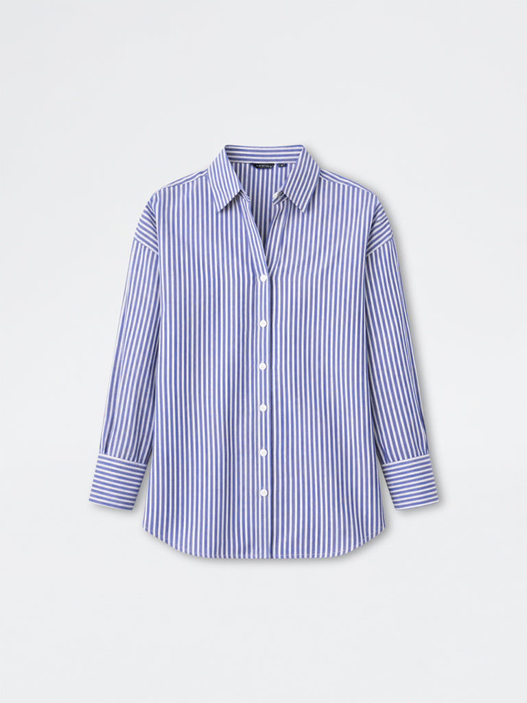 Wardrobe Navy Stripe Pattern Cotton Top