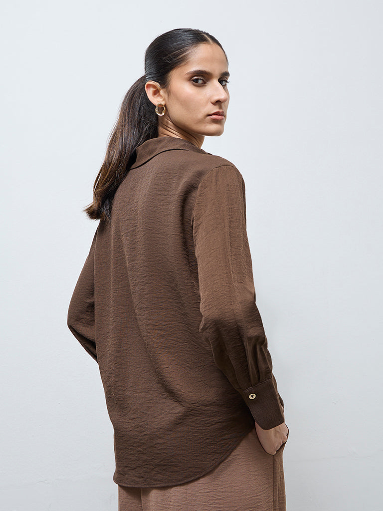 Wardrobe Dark Brown Solid Shirt