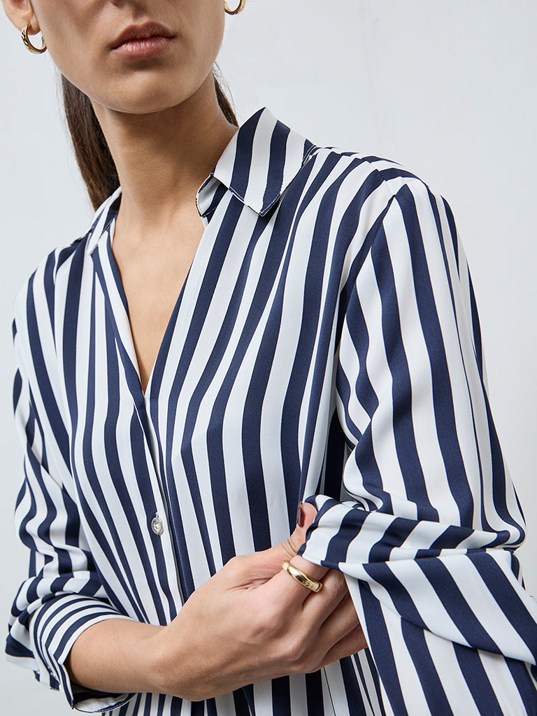 Wardrobe Navy Striped Shirt
