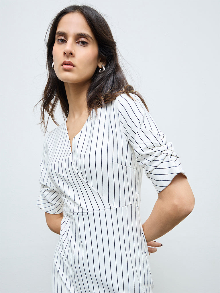 Wardrobe White Striped Bodycon Dress