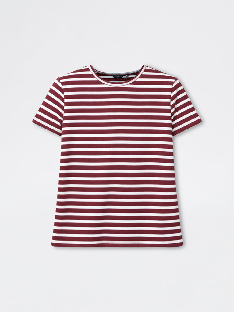 Wardrobe Brown Striped Cotton-Blend T-Shirt