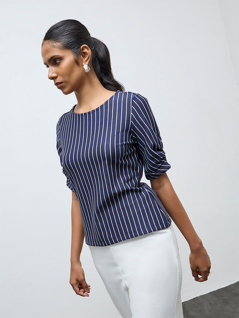 Wardrobe Navy Striped Top