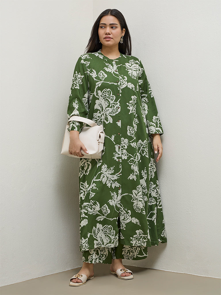 Diza Green Floral Pattern Palazzos