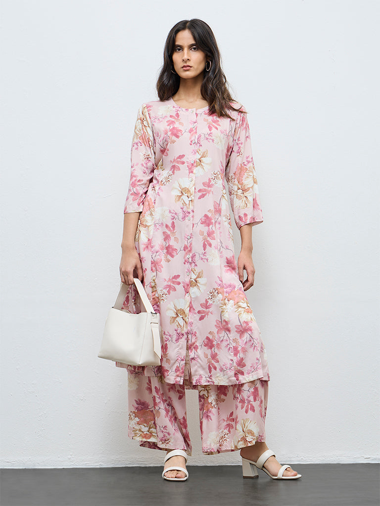 Zuba Pink Floral Printed Pants
