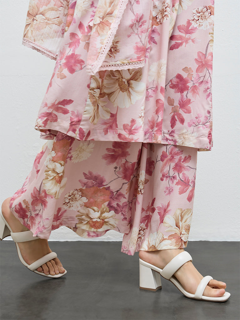 Zuba Pink Floral Printed Pants
