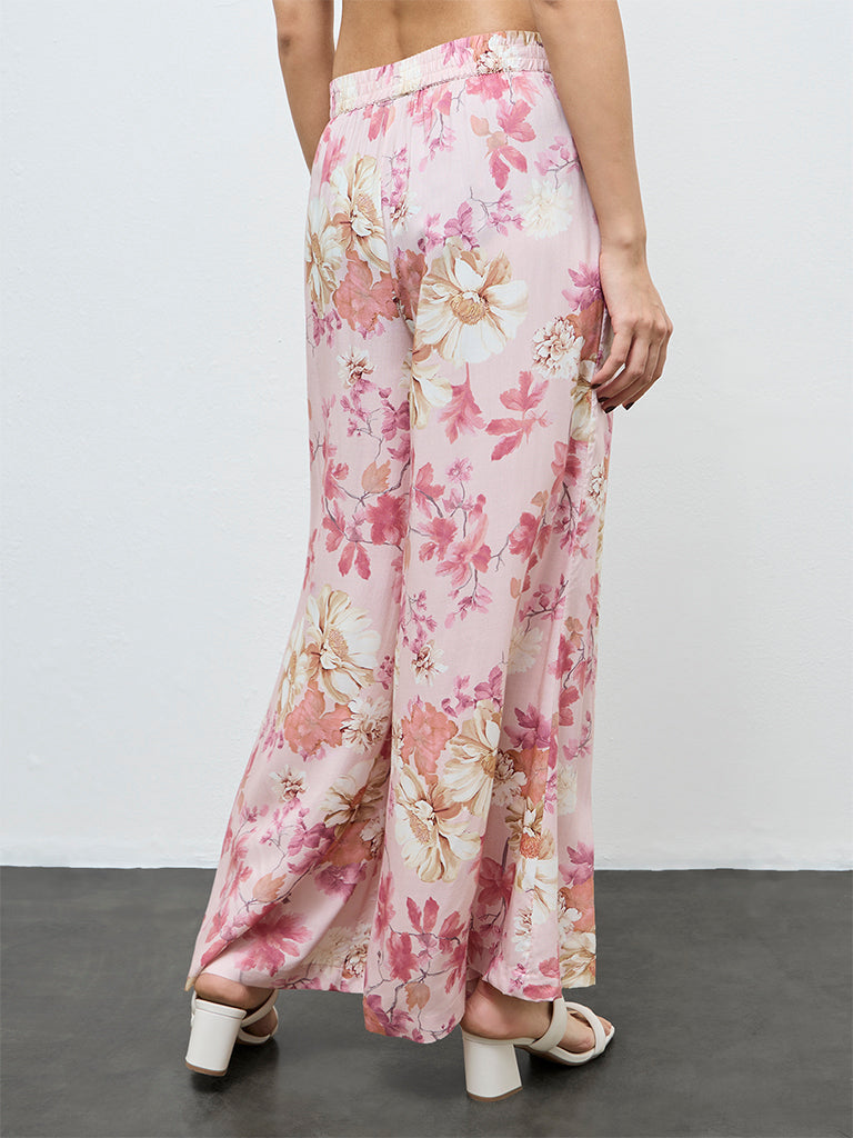 Zuba Pink Floral Printed Pants