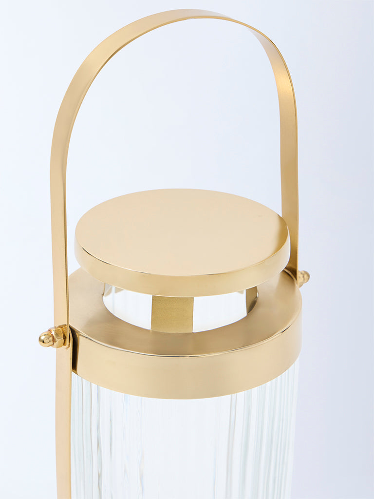 Westside Home Gold Ribbed-Textured Tall Lantern
