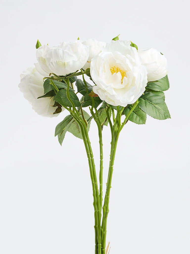 Westside Home White Artificial Peony Flower Bunch