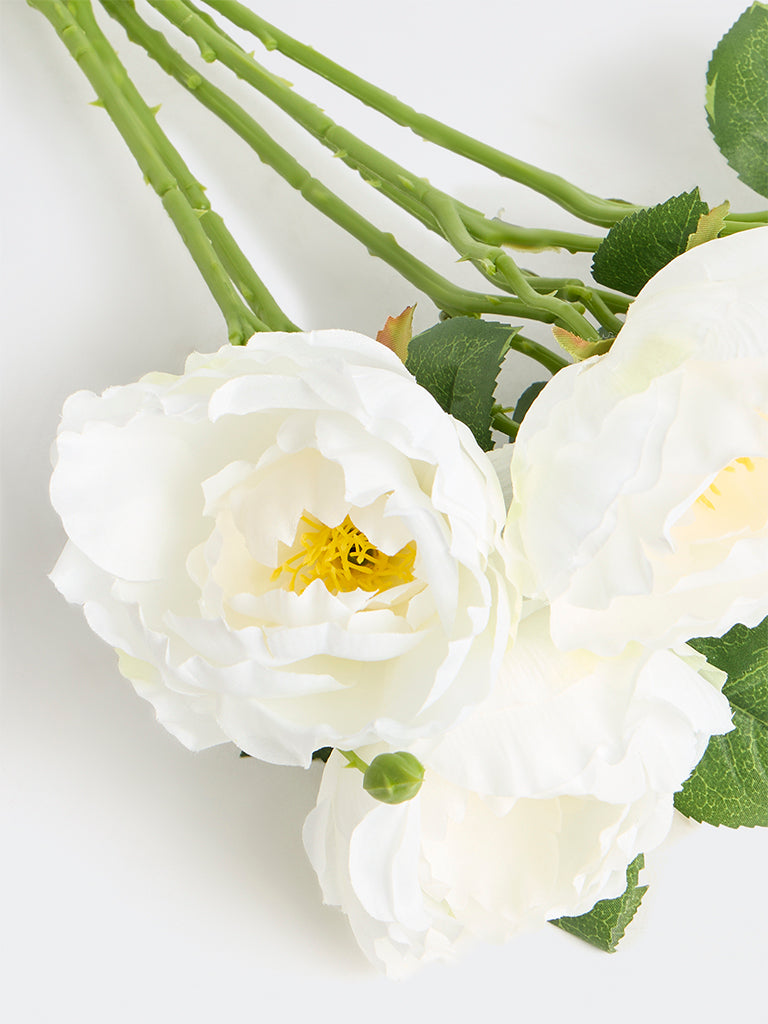 Westside Home White Artificial Peony Flower Bunch