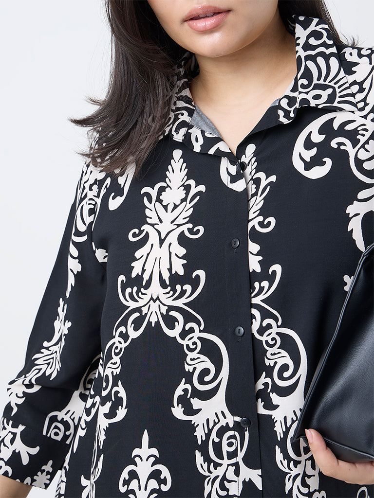 Gia Black Printed Shirt