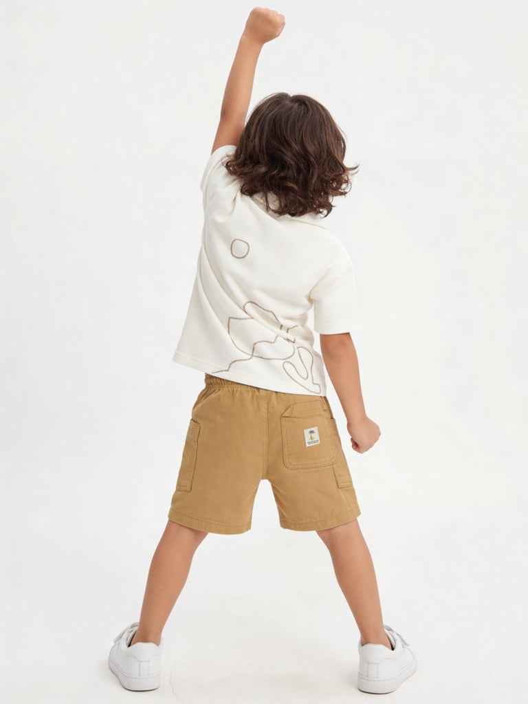 HOP Kids Boys Mustard Mid-Rise Cotton Shorts