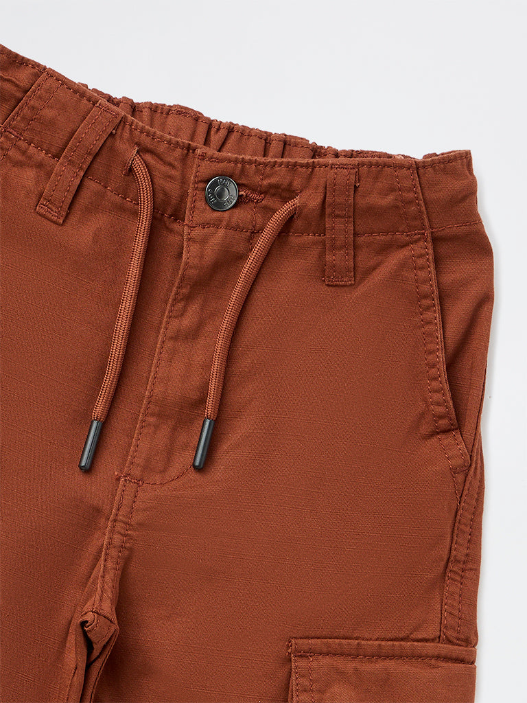 HOP Kids Boys Brown Mid-Rise Cargo Pants