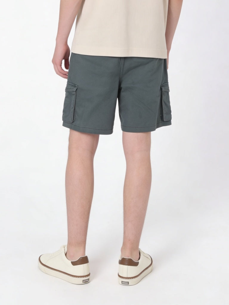 Boys Olive Green Cargo Pocket Cotton-Blend Shorts