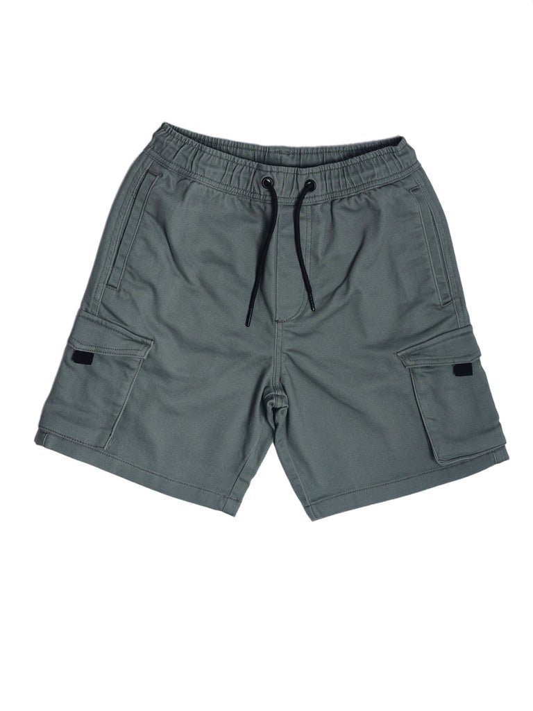 Boys Olive Green Cargo Pocket Cotton-Blend Shorts