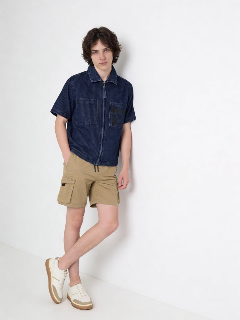 Y&F Kids Boys Stone Cargo Pocket Cotton-Blend Shorts
