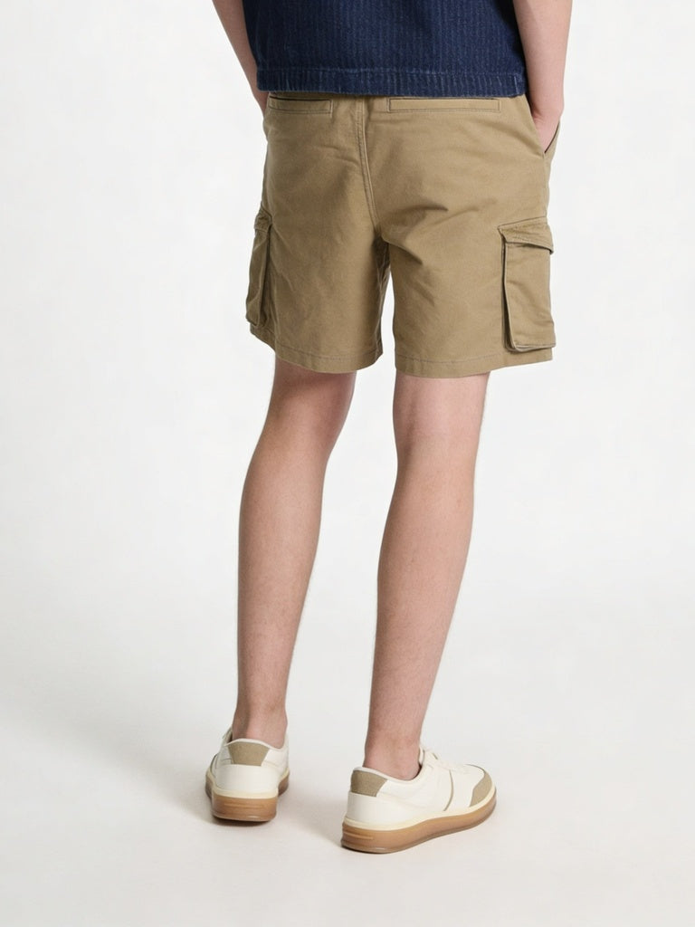 Y&F Kids Boys Stone Cargo Pocket Cotton-Blend Shorts