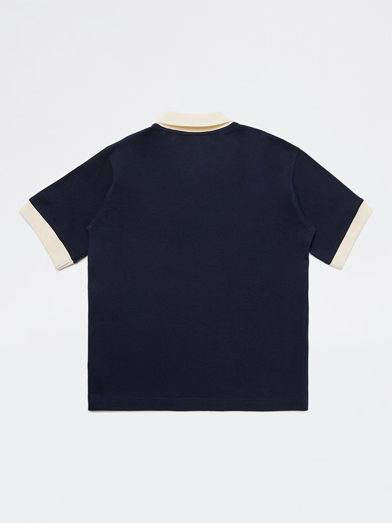 Boys Navy Text Design Cotton T-Shirt