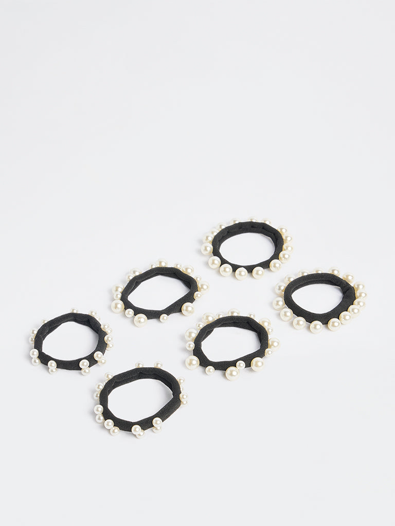 Westside Accessories Black Pearlescent Hair Ties - Pack of 6