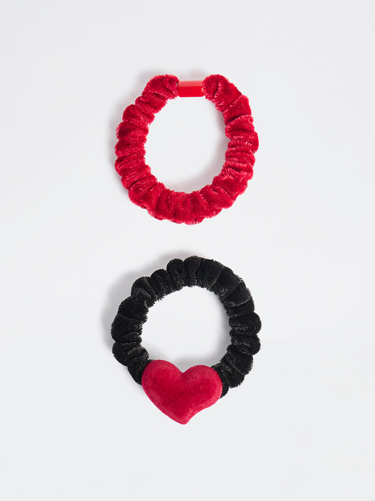 Westside Accessories Black and Red Velvet Hair Ties - Pack of 2