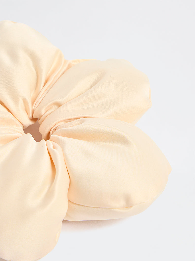 Westside Accessories Ivory Puffed Floral Hair Scrunchie