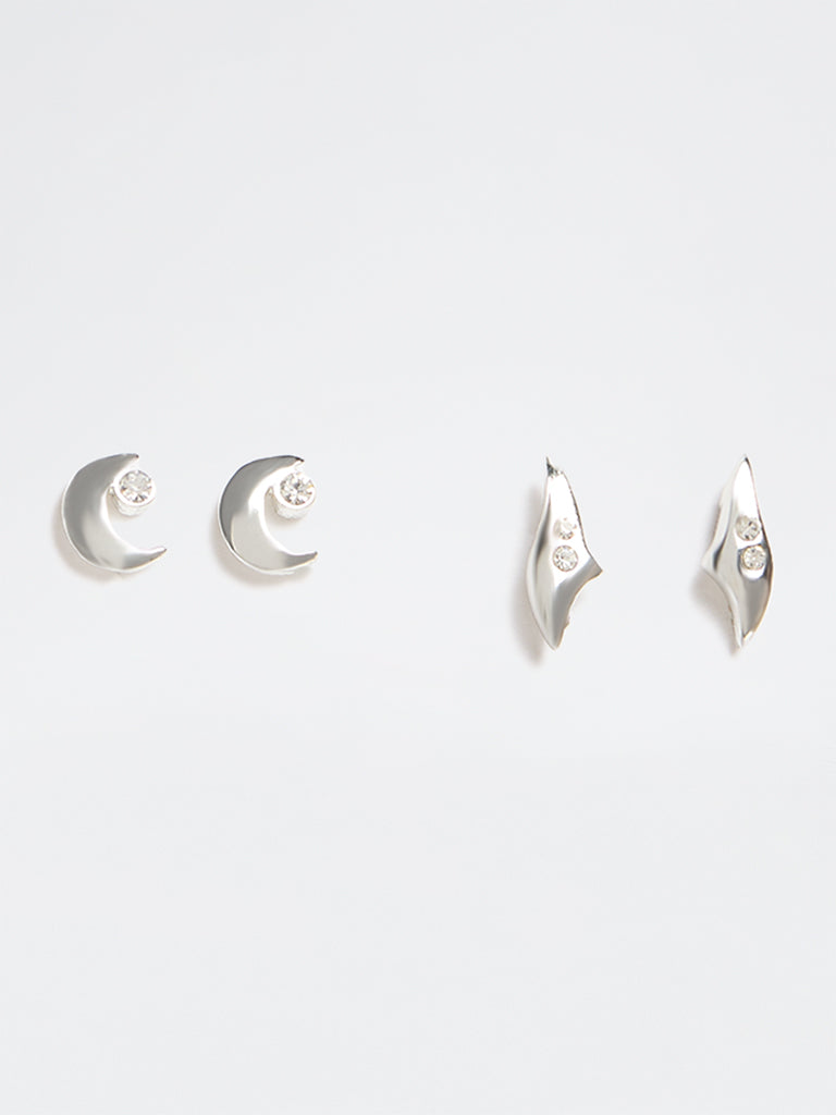 Westside Accessories Silver Stone Earrings - Pack of 2