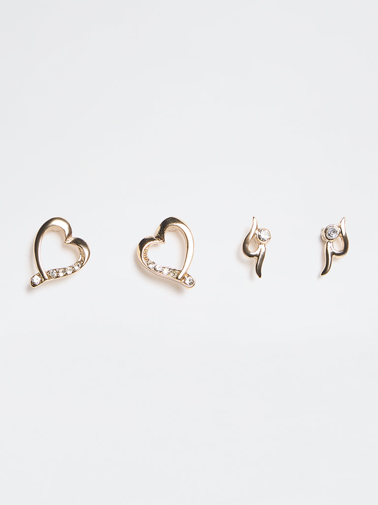 Westside Accessories Gold Fancy Stud Earrings - Pack of 2