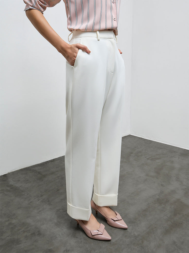 Wardrobe Ivory High-Rise Trousers