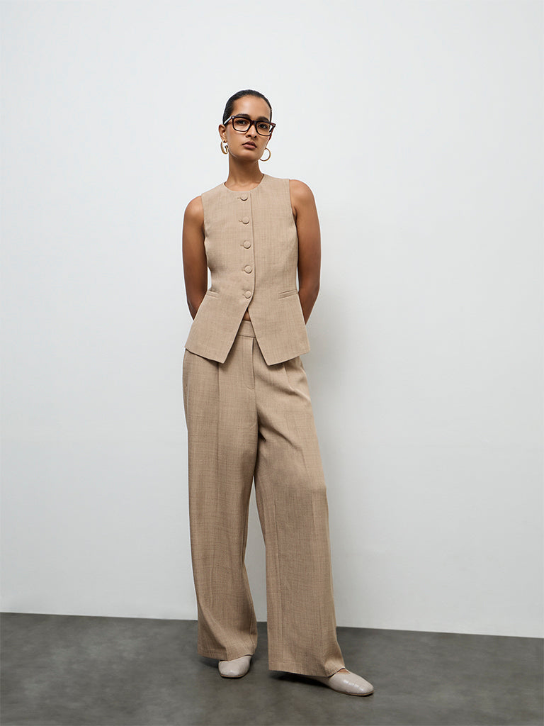 Wardrobe Beige High-Rise Trousers