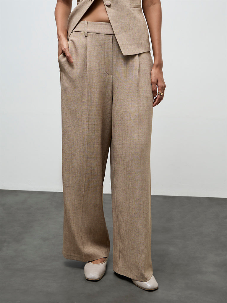 Wardrobe Beige High-Rise Trousers