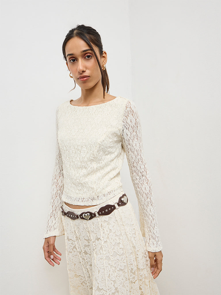 LOV Off-White Lace Top