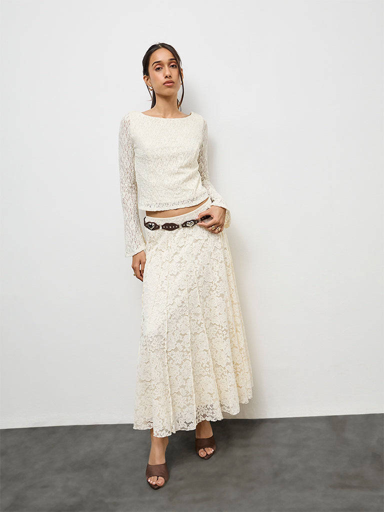 LOV Off-White Lace Top