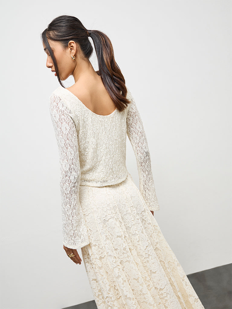 LOV Off-White Lace Top