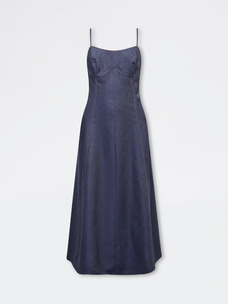 LOV Dark Blue Denim A-Line Dress
