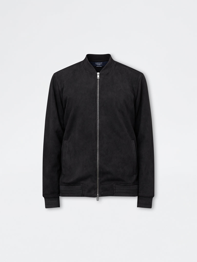Buy Ascot Black Relaxed-Fit Suede Bomber Jacket from Westside