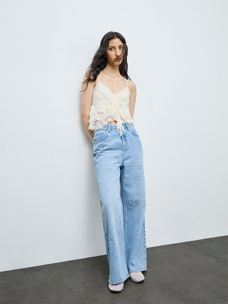 Nuon Off-White Lace Top