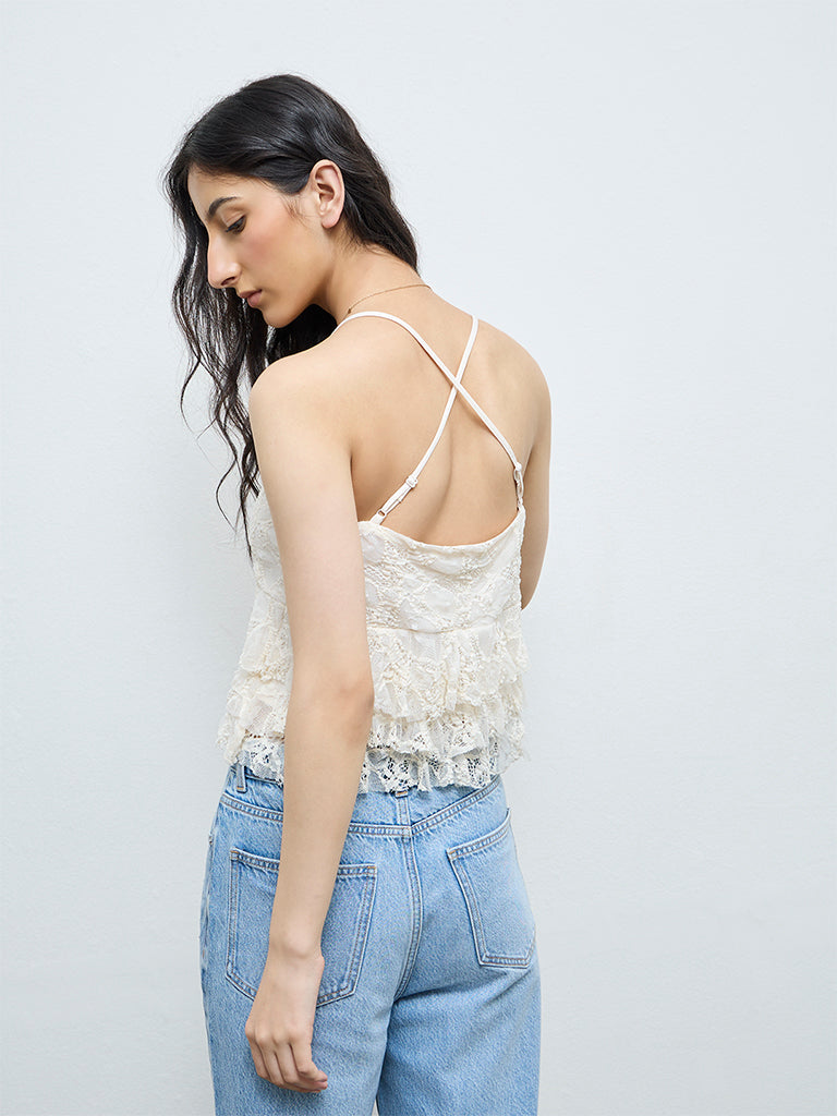 Nuon Off-White Lace Top