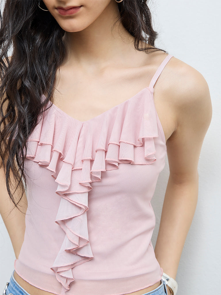 Buy Nuon Dusty Pink Ruffled-Detail Top from Westside