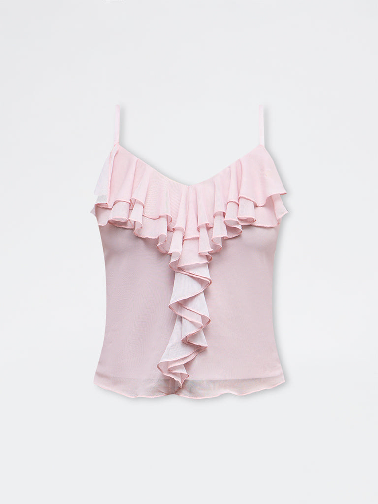Buy Nuon Dusty Pink Ruffled-Detail Top from Westside