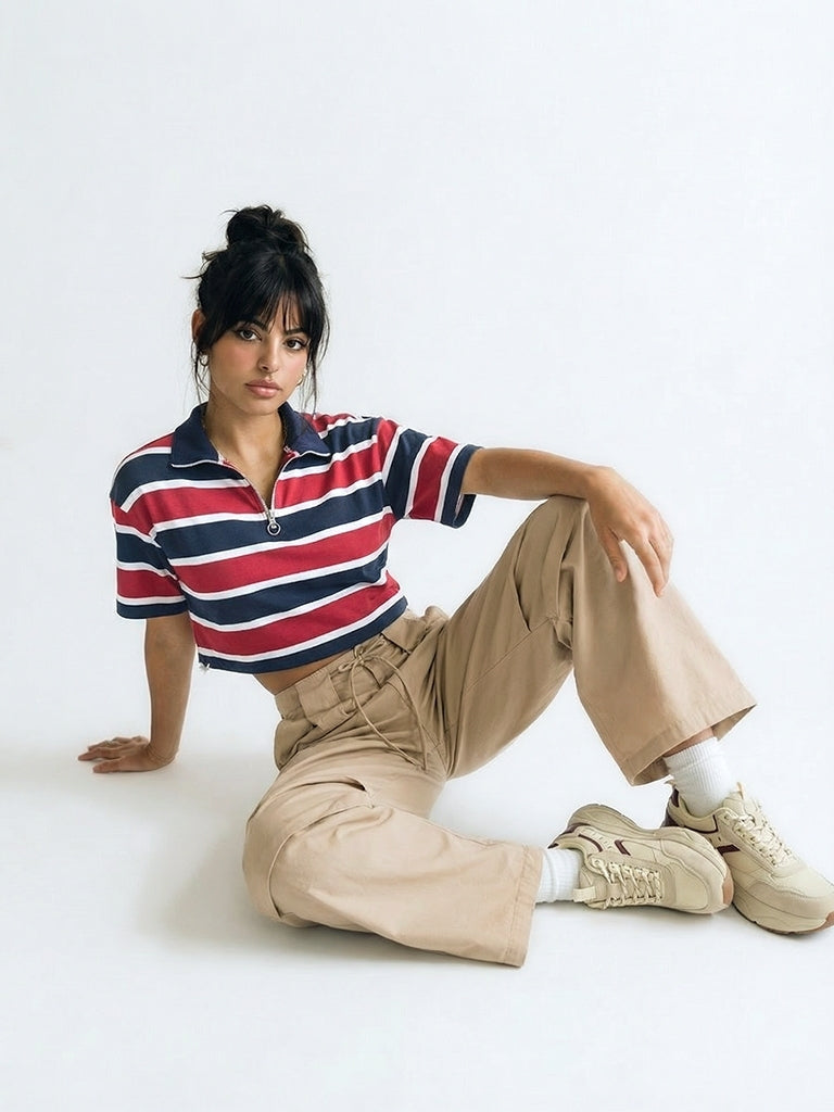 Nuon Beige Cotton Wide Pants