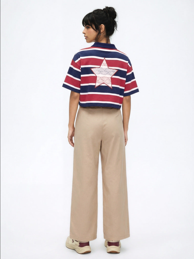Nuon Red Striped Cotton-Blend Quarter-Zip T-Shirt