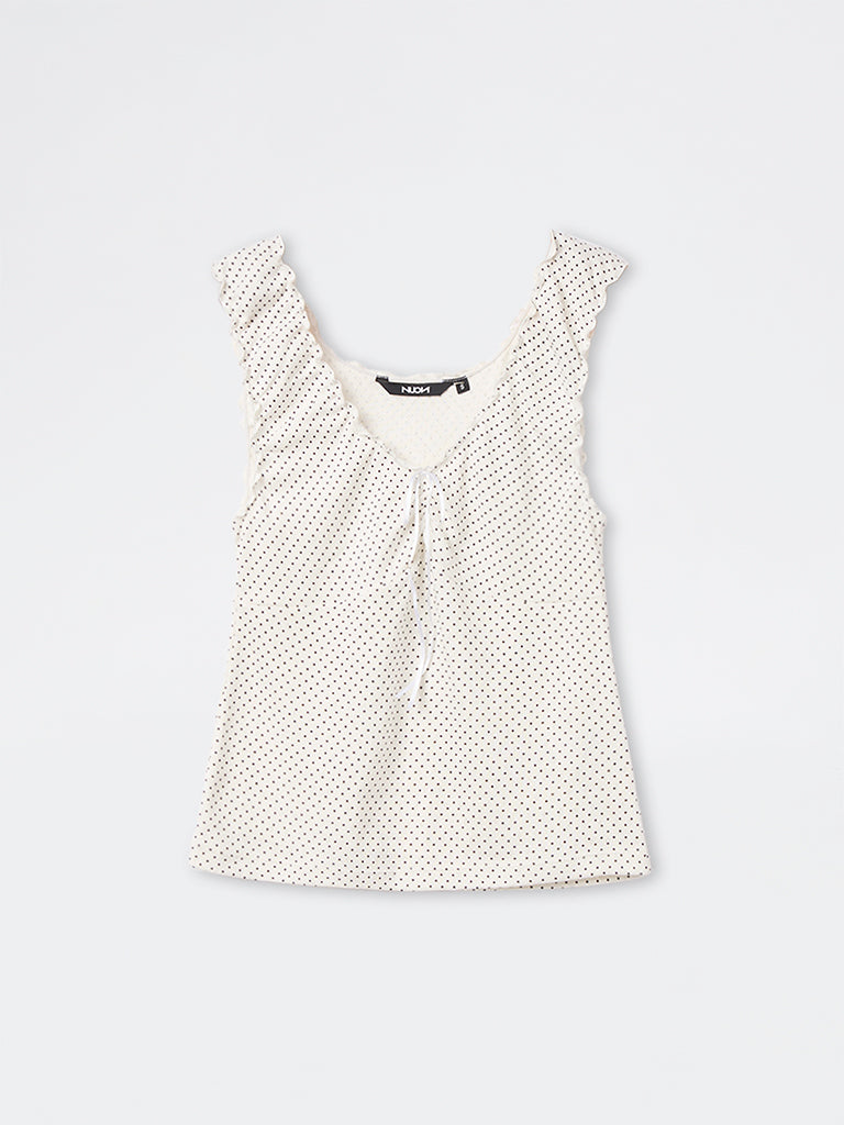 Nuon White Polka Dot Top