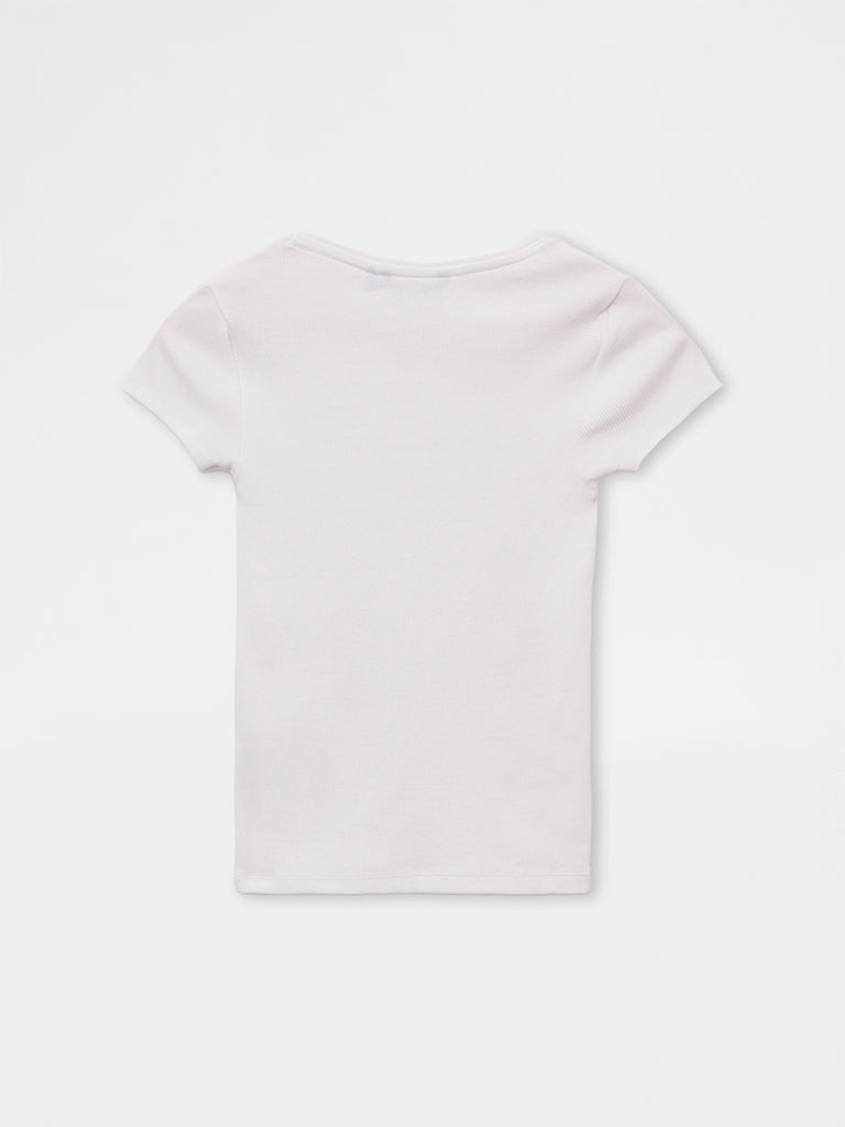 Nuon White Cotton-Blend T-Shirt